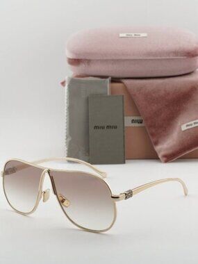 Miu Miu MUA56S 5AK90L Geometric Sunglasses – Gold/Brown Gradient